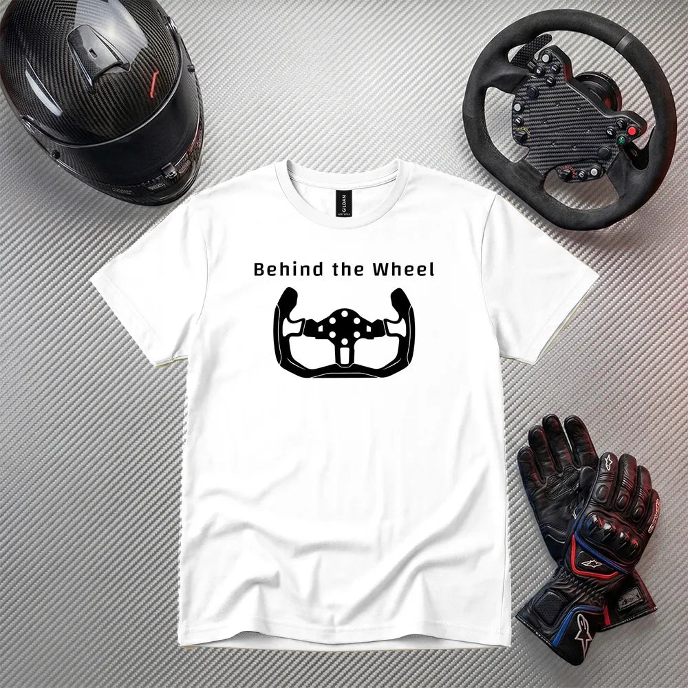 Behind the Wheel Funny Gaming T-Shirt | Gamer Apparel