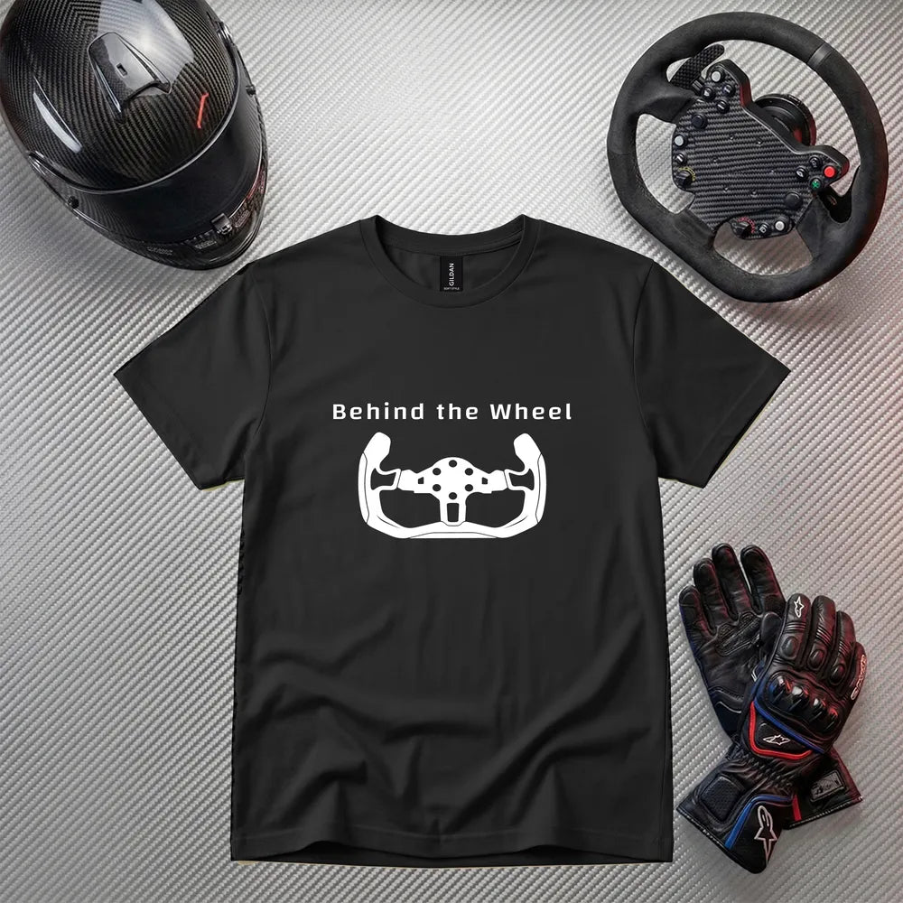 Behind the Wheel Funny Gaming T-Shirt | Gamer Apparel
