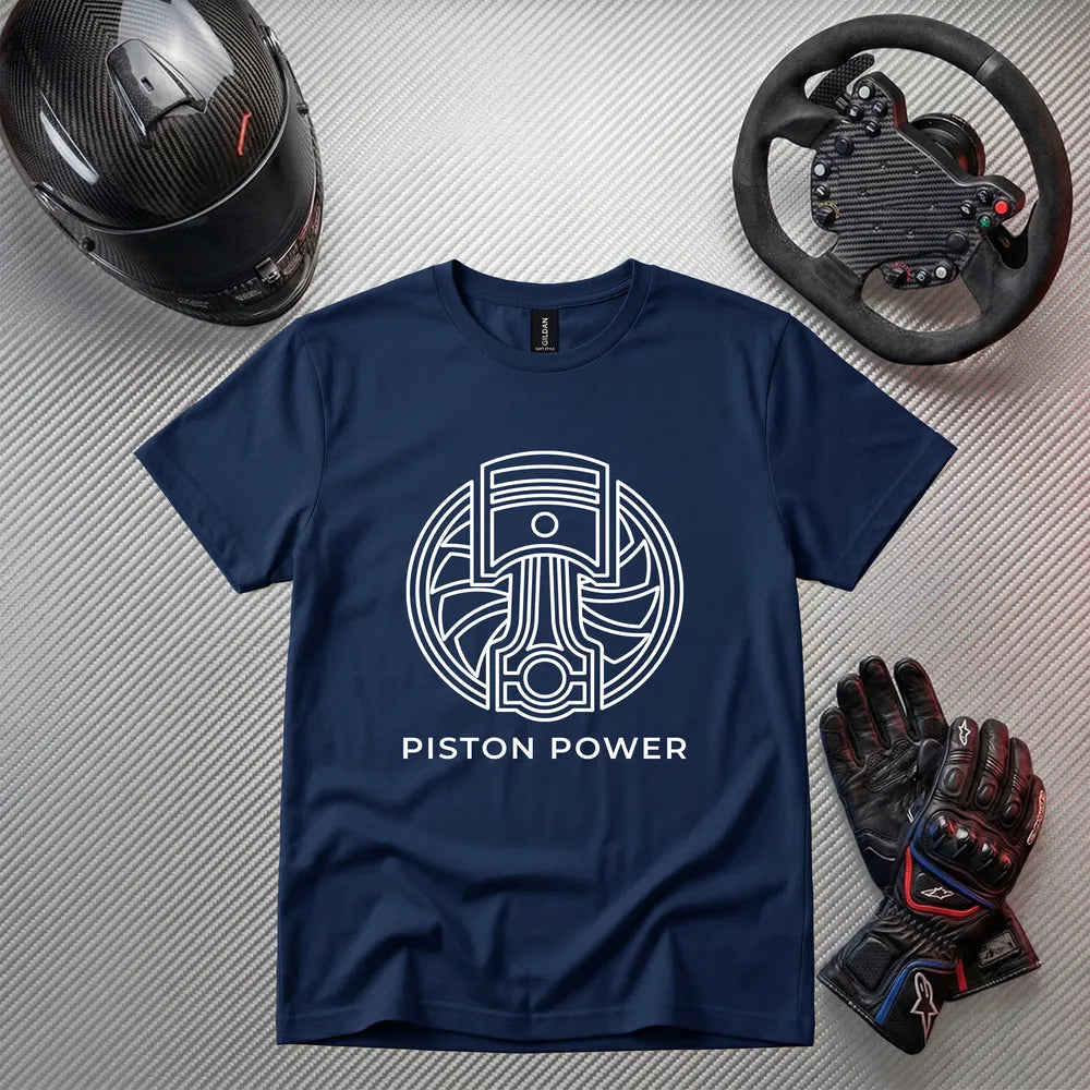 Piston Power White Funny Gaming T-Shirt | Gamer Apparel