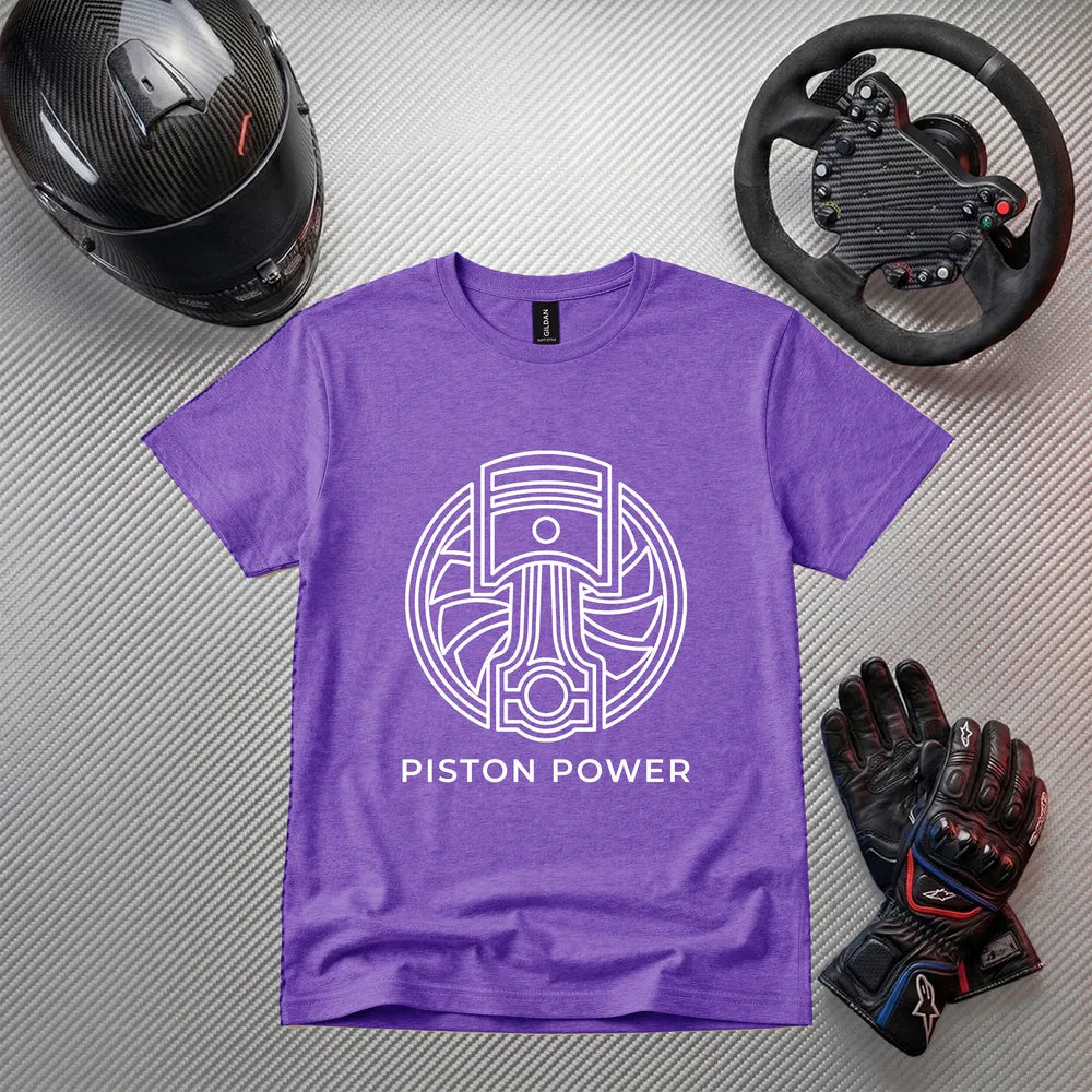 Piston Power White Funny Gaming T-Shirt | Gamer Apparel