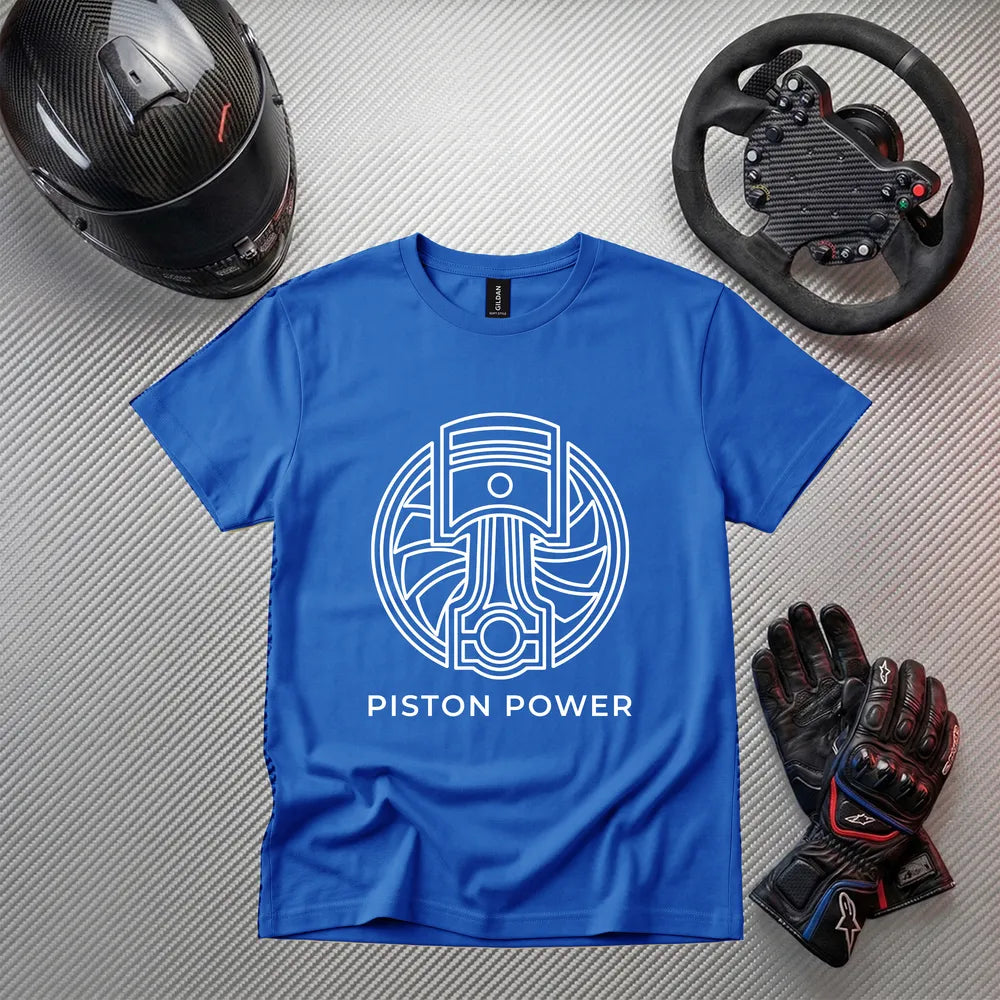 Piston Power White Funny Gaming T-Shirt | Gamer Apparel